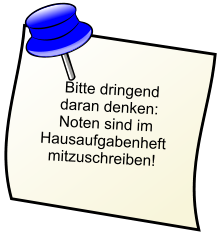 Bitte dringend daran denken: Noten sind im Hausaufgabenheft mitzuschreiben!